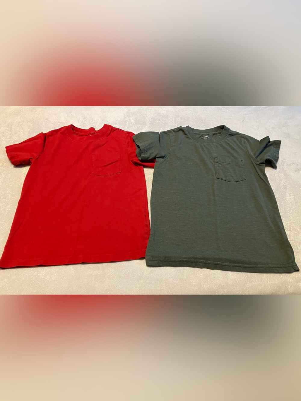 Kids Short Sleeve Pocket Tee - Red and Green